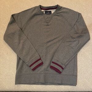 American Eagle Outfitters Gray and Maroon Crewneck Sweater